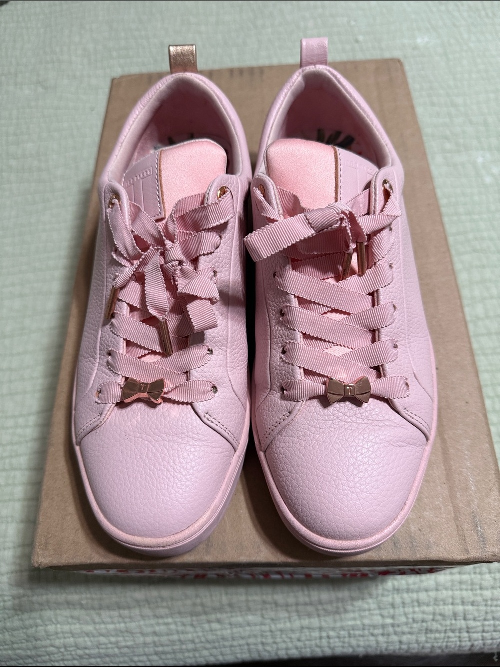 Ted Baker London Pale Pink Low-Top Sneakers with Ribbon Laces